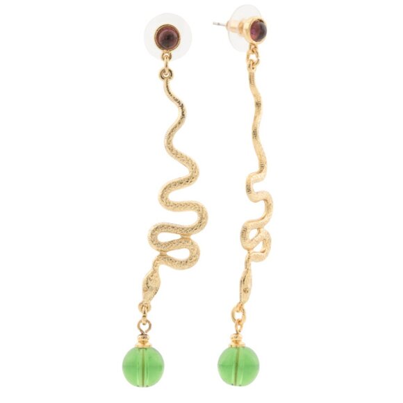 BEN AMUN Gold Multi Made In Usa 24k Gold Plated Snake Gem Earrings